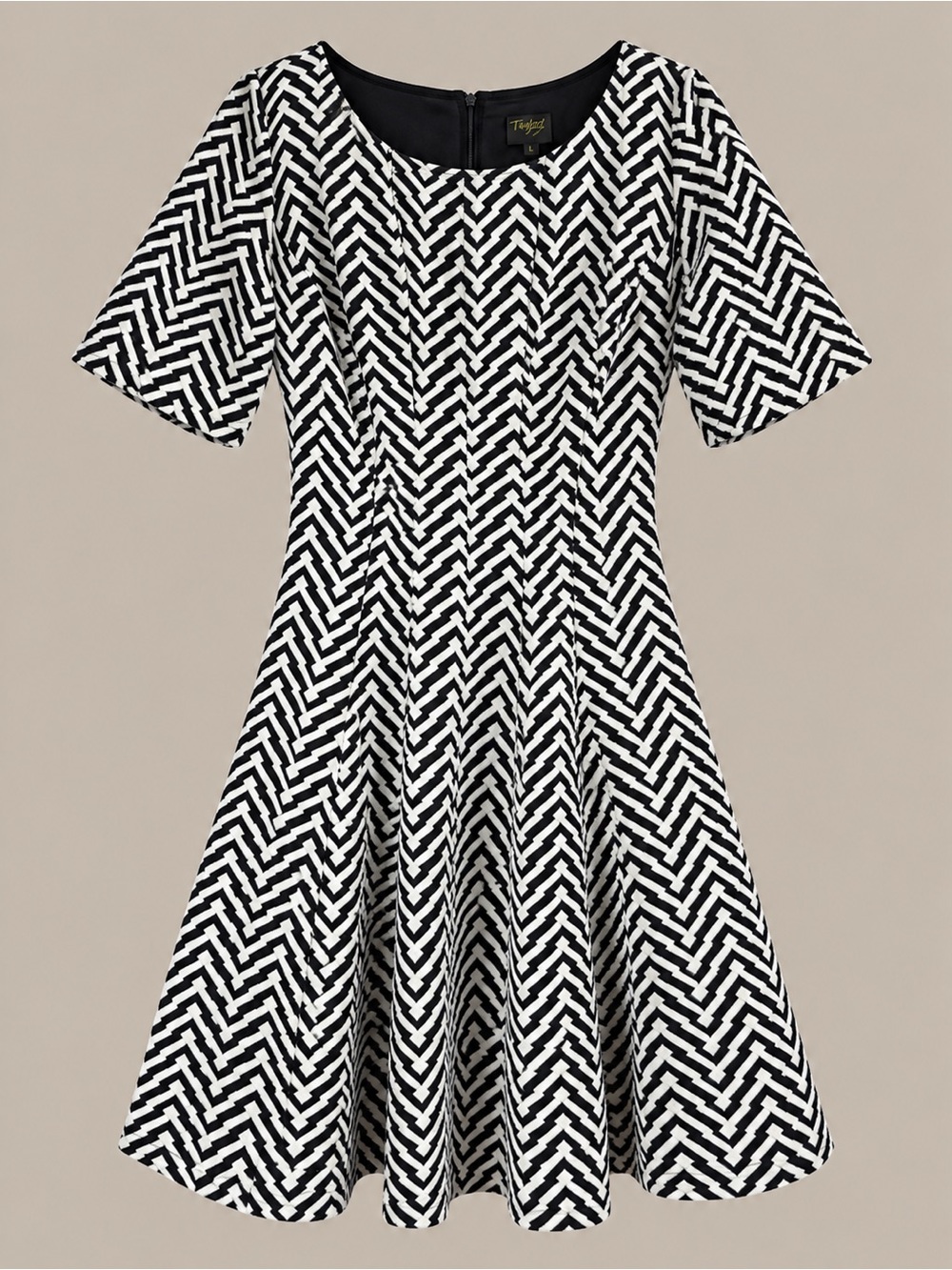 Taylor Black and White Chevron Midi Dress 18W